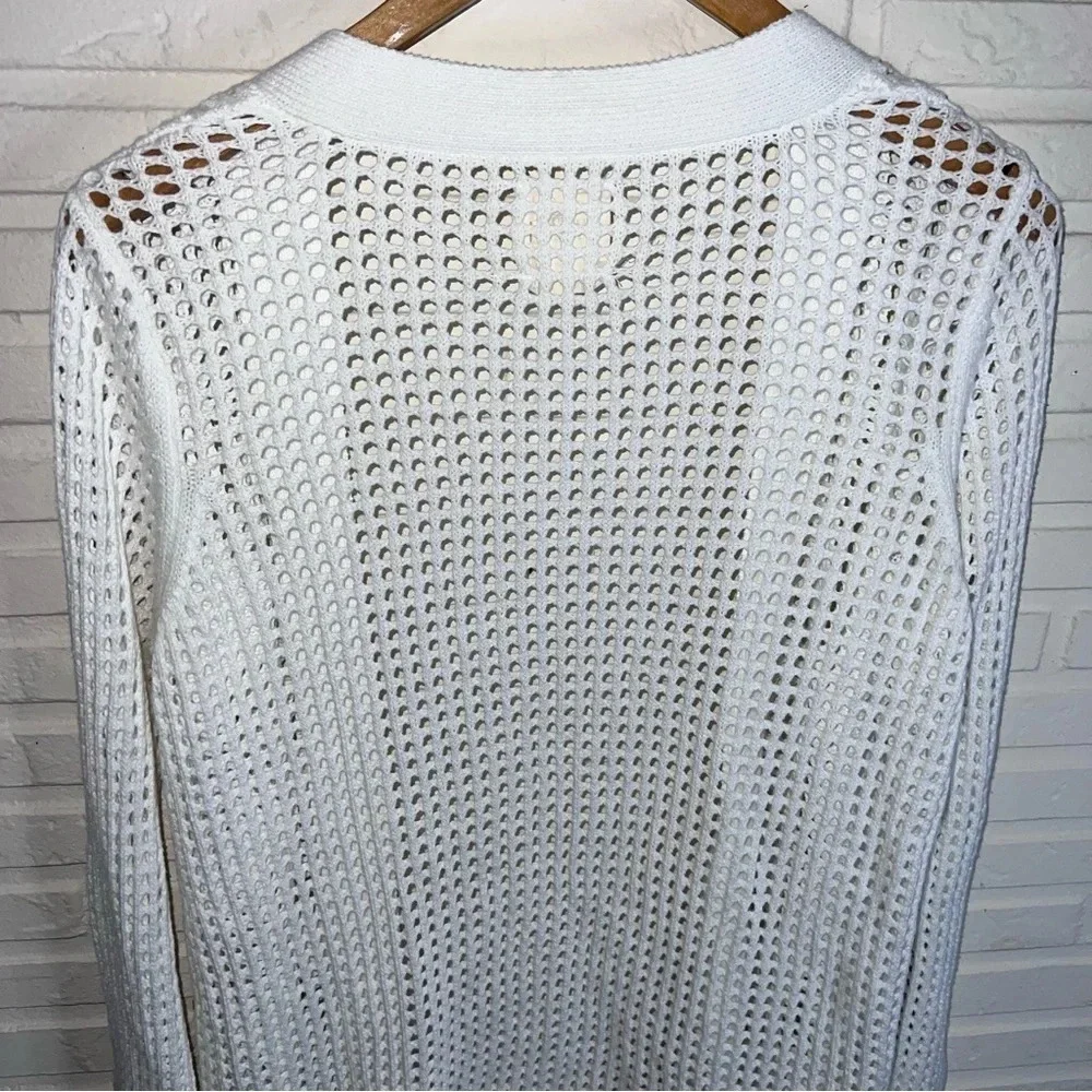 Harper Heritage White Long Sleeve Open Knit Cardigan, Women’s Size Medium
